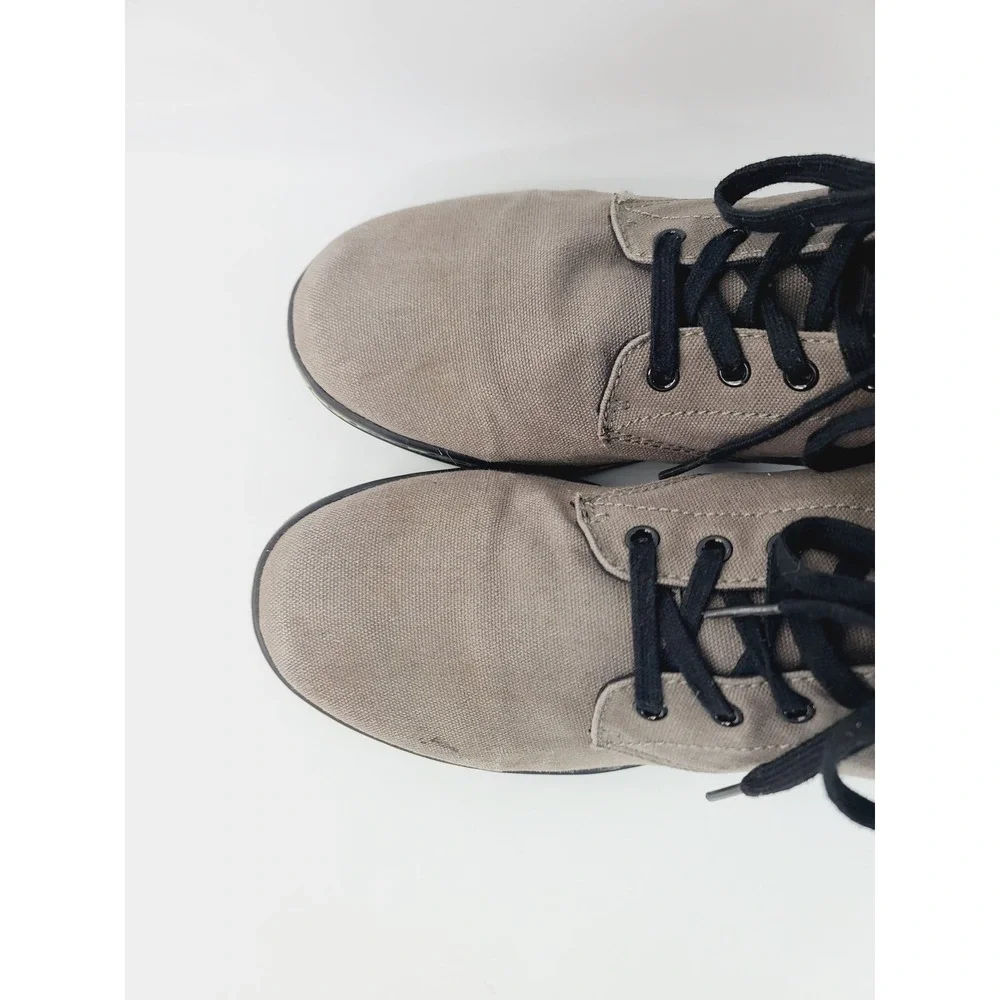 Dr. Martens, Round Toe Canvas Combat Boot / Ankle Boots Mens, Size 12 Taupe Gray